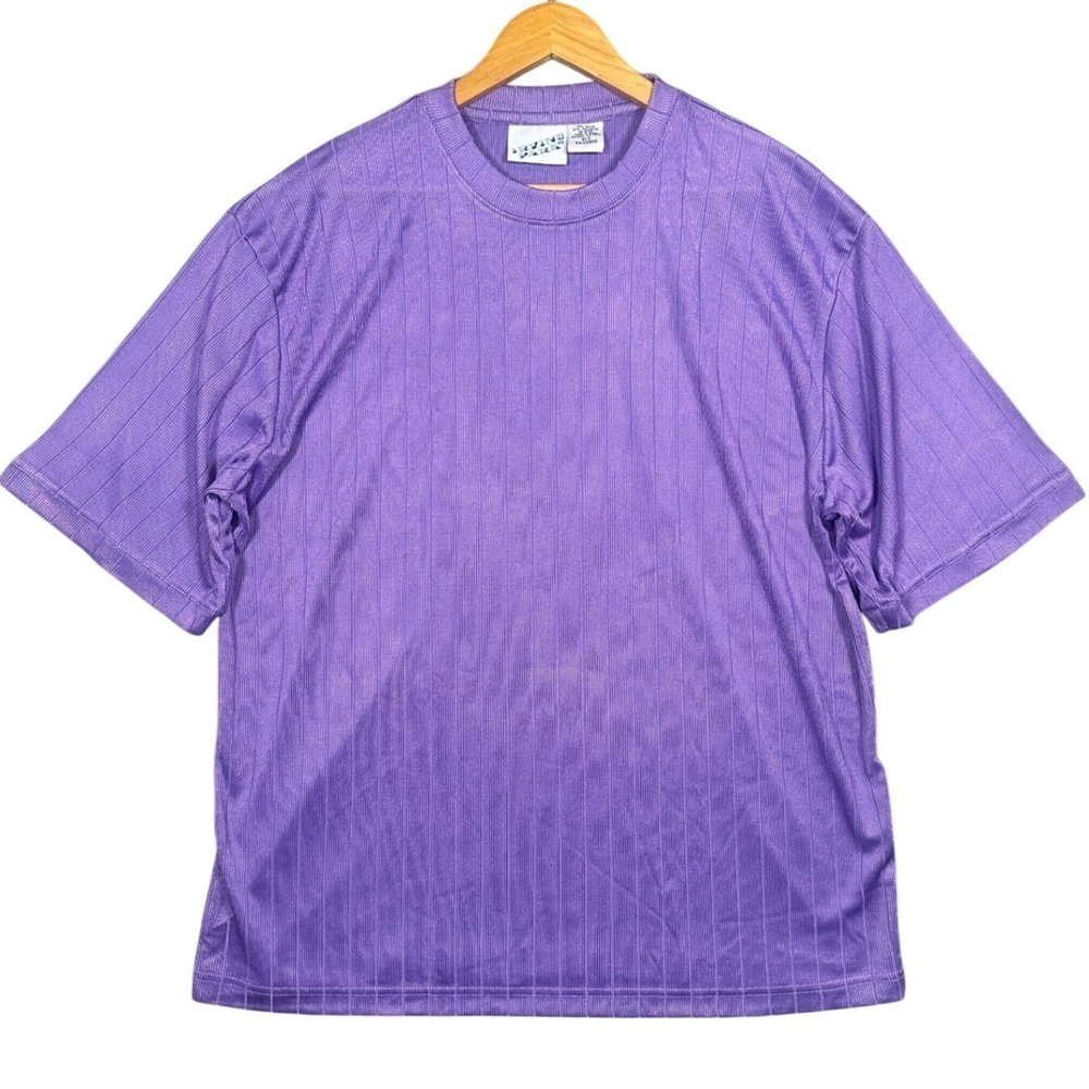 Irvine Park Purple Pinstripe Short Sleeve Crew Neck T Shirt Mens‎ XL